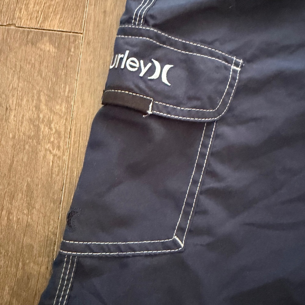 Hurley Board Shorts Mens 33 Navy Blue Contrast Stitch Cargo Pocket Surf Beach - Picture 4 of 12